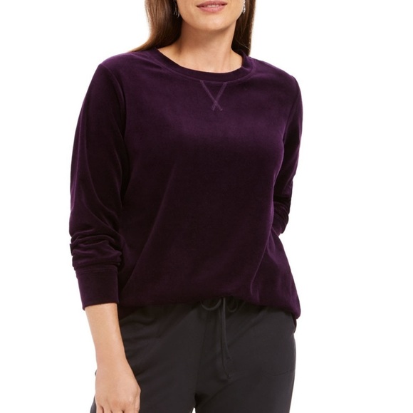 Karen Scott Tops - Karen Scott Sport Purple Velour Long Sleeve Top Size XS